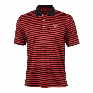 Oxford America Mens Red Black Stripe Polo Shirt UH Logo Veri Cool XL